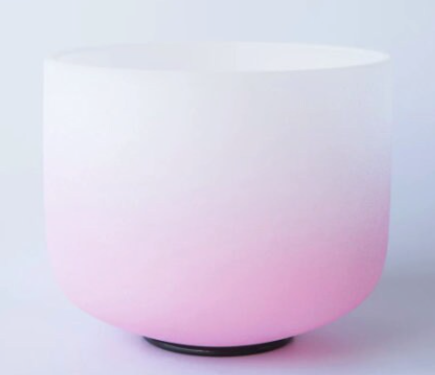CSB-1 - 8 Inch Half Pink Colour Frosted Quartz Crystal Singing Bowl