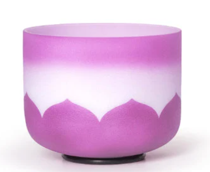 CSB-21 - 10 inch B Note Lotus Flower Frosted Quartz Crystal Singing Bowl