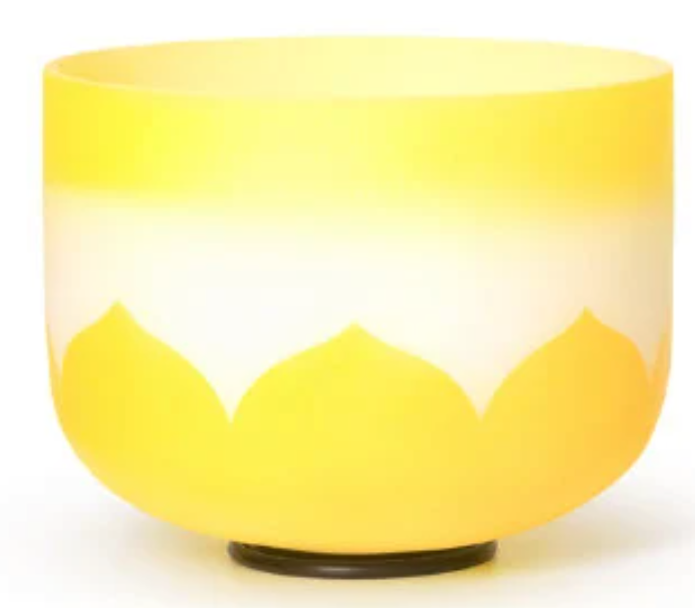 10 inch E Note Lotus Flower Frosted Quartz Crystal Singing Bowl