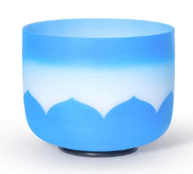 10 inch A Note Lotus Flower Frosted Quartz Crystal Singing Bowl