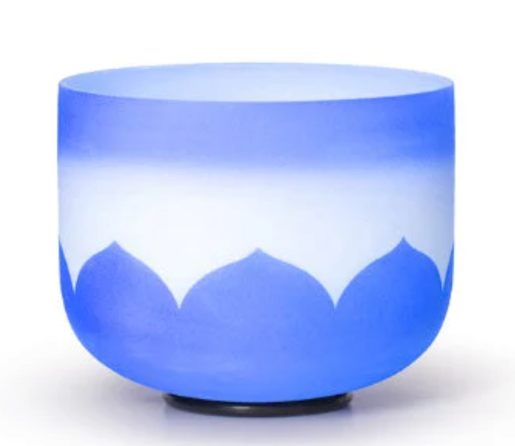 10 inch G Note Lotus Flower Frosted Quartz Crystal Singing Bowl