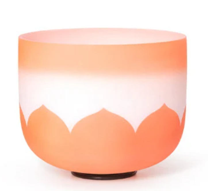 10 inch D Note Lotus Flower Frosted Quartz Crystal Singing Bowl