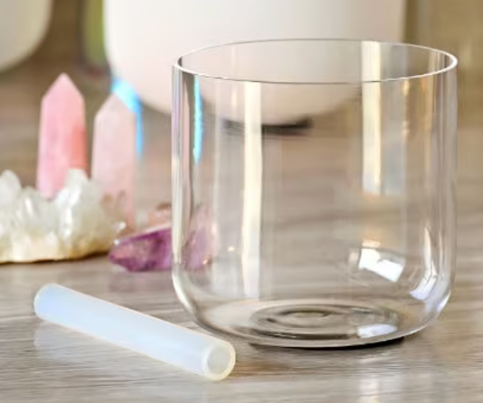 CSB-26 - 6 Inch Natural Alchemy Clear Quartz Crystal Singing Bowl for Sound Healing with Free Mallet and O-ring
