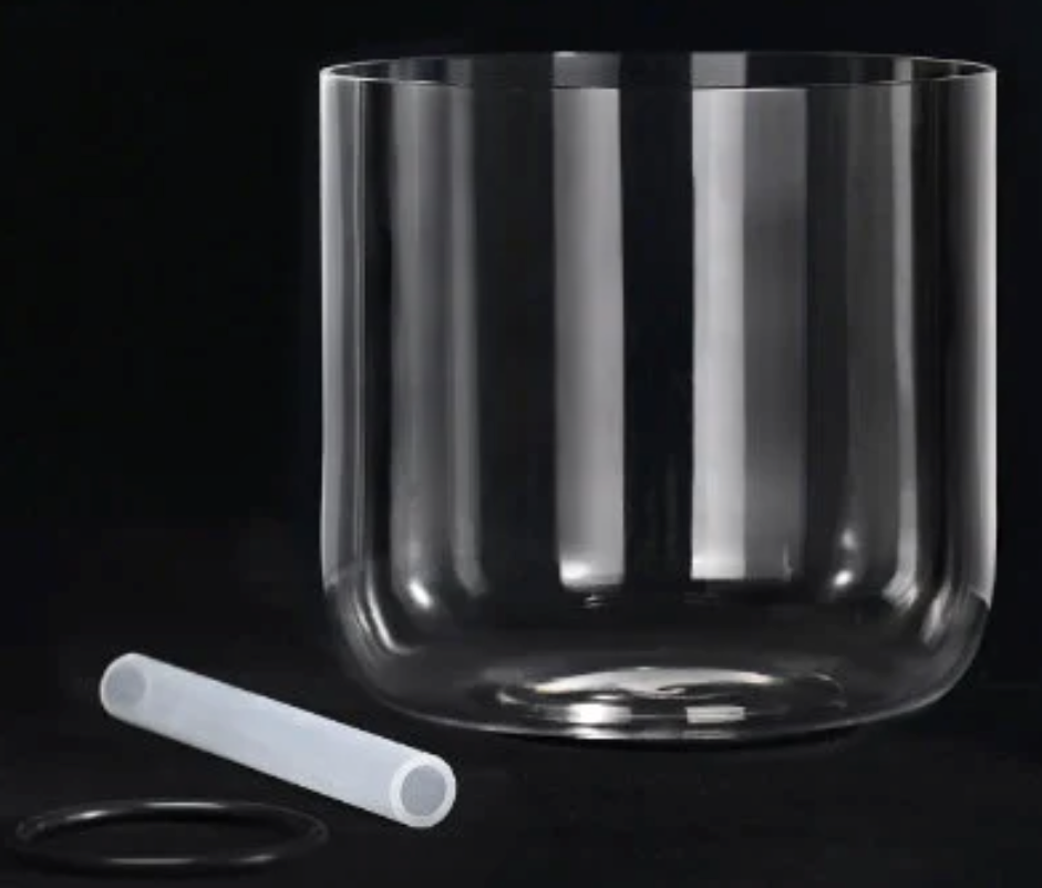 CSB-26 - 6 Inch Natural Alchemy Clear Quartz Crystal Singing Bowl for Sound Healing with Free Mallet and O-ring
