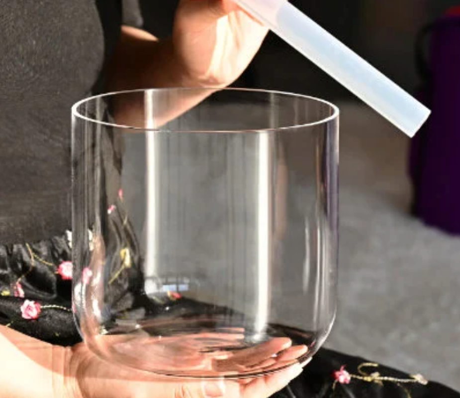 CSB-26 - 6 Inch Natural Alchemy Clear Quartz Crystal Singing Bowl for Sound Healing with Free Mallet and O-ring