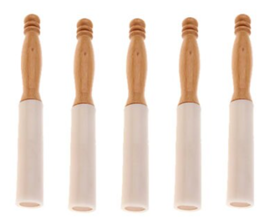 CSB-30 - Pack of 5 Wood Handle Rubber Mallets for Singing Bowls   - Material: Rubber, wood