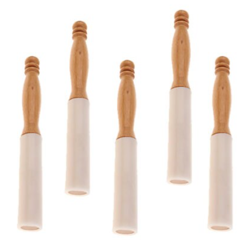 CSB-30 - Pack of 5 Wood Handle Rubber Mallets for Singing Bowls   - Material: Rubber, wood