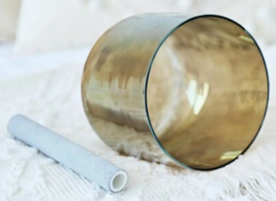 CSB-54 - 6 Inch Champagne Alchemy Chakra Clear Crystal Singing Bowl