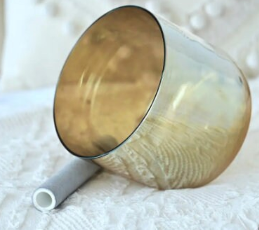 CSB-54 - 6 Inch Champagne Alchemy Chakra Clear Crystal Singing Bowl