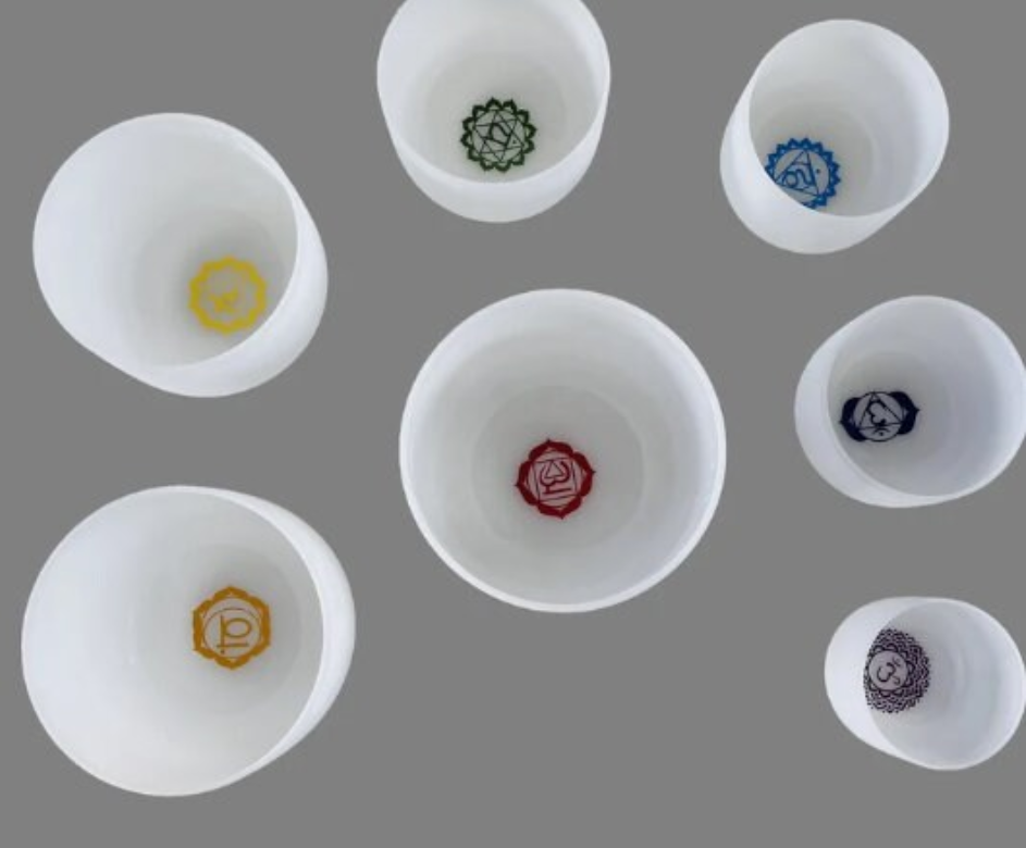 CSB-57 - 6-12 Inch 7pcs Base Chakra Design Crystal Singing Bowl Set