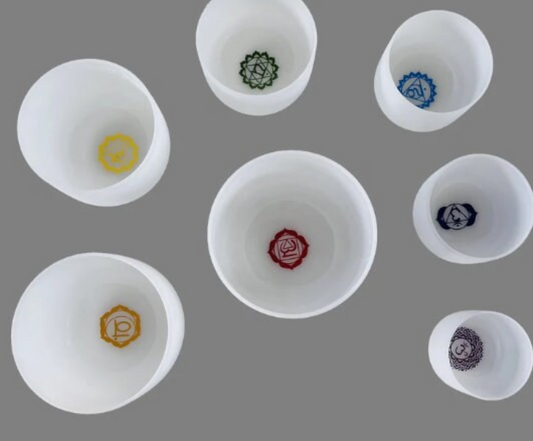 CSB-57 - 6-12 Inch 7pcs Base Chakra Design Crystal Singing Bowl Set
