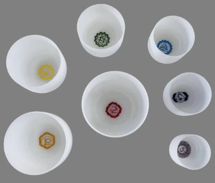 CSB-57 - 6-12 Inch 7pcs Base Chakra Design Crystal Singing Bowl Set