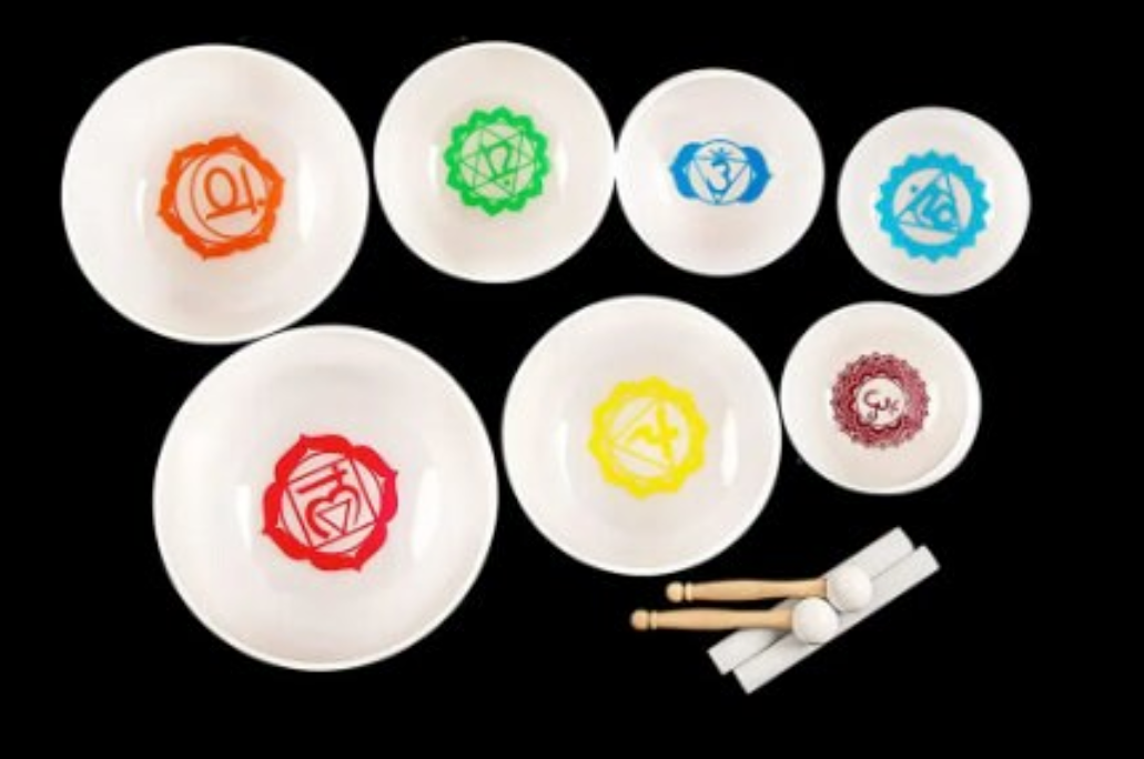 CSB-57 - 6-12 Inch 7pcs Base Chakra Design Crystal Singing Bowl Set
