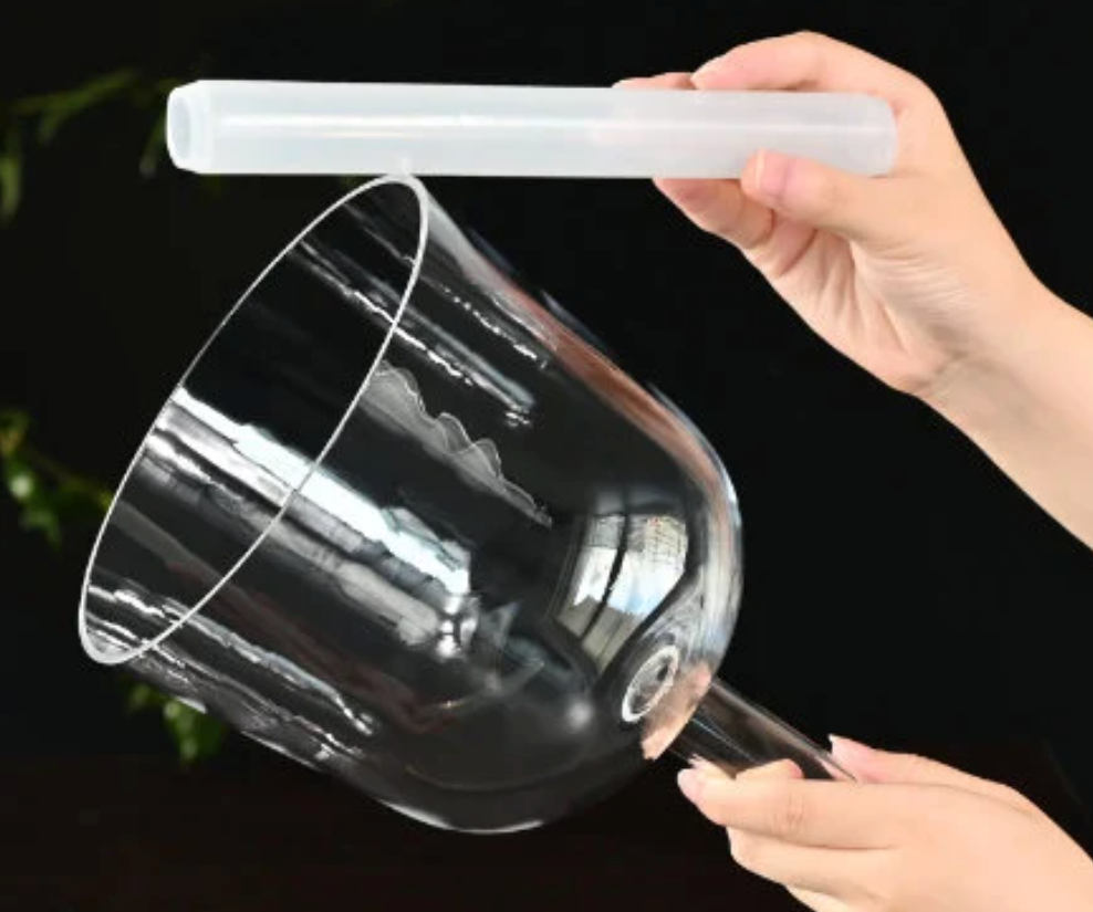 CSB-70 - 7 Inch Chakra Tuned Hollow Handle Clear Crystal Singing Bowl
