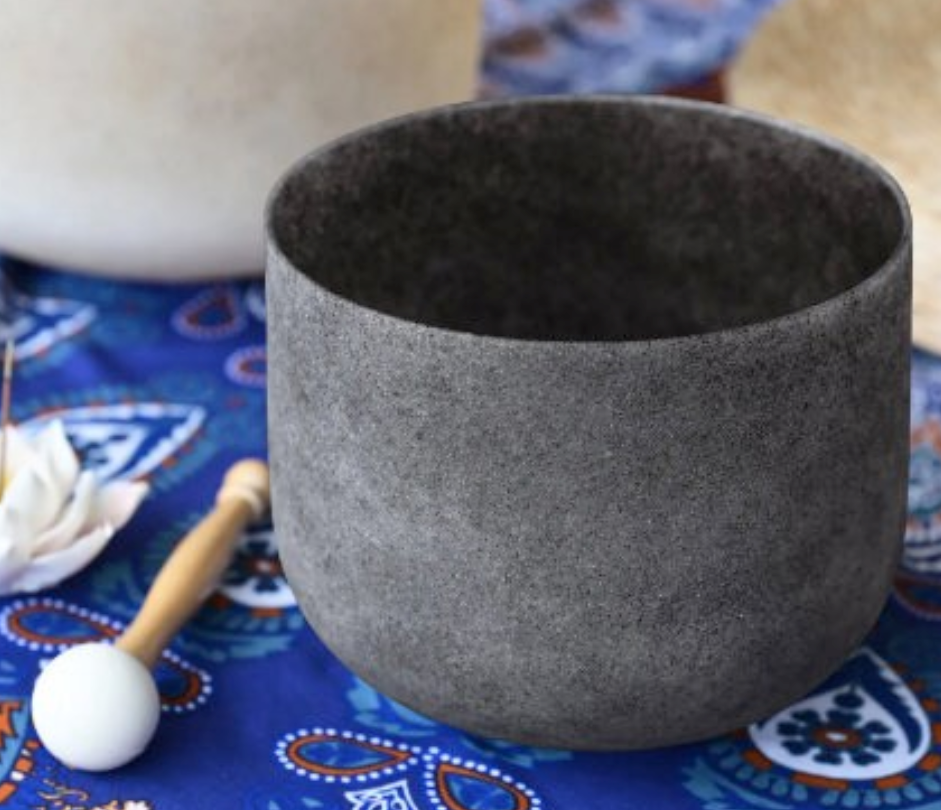 CSB-90 - 8 Inch Obsidian Gemstone Fusion Crystal Singing Bowl C Note