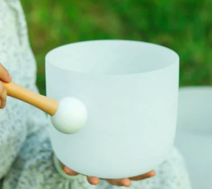 CSB-95 - 7 Inch 432HZ/440HZ White Frosted Crystal Singing Bowl