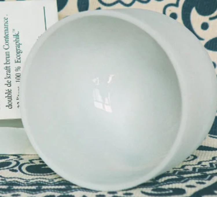 CSB-95 - 7 Inch 432HZ/440HZ White Frosted Crystal Singing Bowl