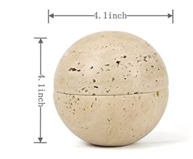 CSB-115 - 9 Holes 10.5CM Natural Marble Cave Hole Stone Round Incense Burner Yellow Travertine Ball