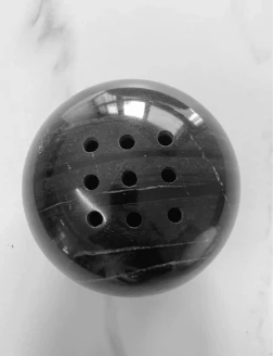 CSB-115 - 9 Holes 10.5CM Natural Marble Cave Hole Stone Round Incense Burner Yellow Travertine Ball