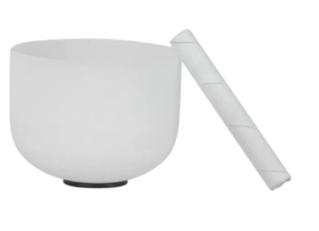 CSB-110 - 8 Inch Note B Chakra Frosted Quartz Crystal Tibetan Singing Bowl 8" Meditation Yoga Sound Healing Perfect Sound + Stick