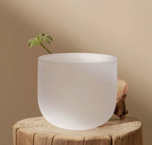 7 Inch A# Note 432Hz  White Frosted Crystal Singing Bowl For Yoga Relaxed Sound Healing Instrument