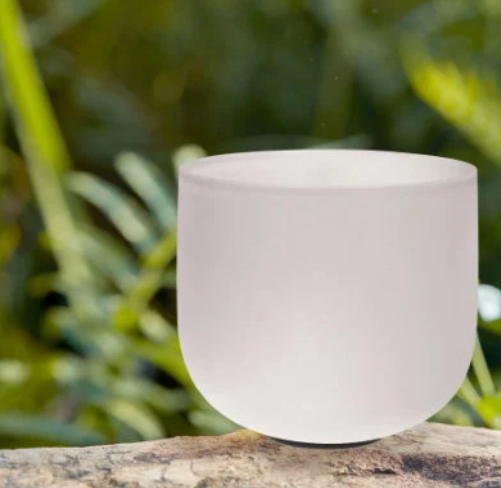 7 Inch A# Note 432Hz  White Frosted Crystal Singing Bowl For Yoga Relaxed Sound Healing Instrument