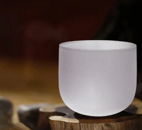 7 Inch A# Note 432Hz  White Frosted Crystal Singing Bowl For Yoga Relaxed Sound Healing Instrument