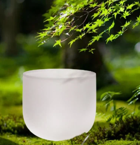 7 Inch A# Note 432Hz  White Frosted Crystal Singing Bowl For Yoga Relaxed Sound Healing Instrument
